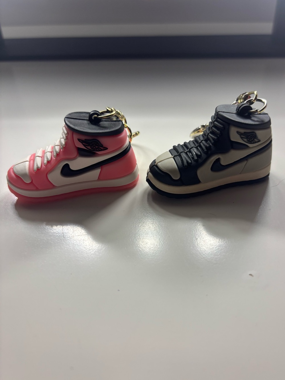 Jordan Sneaker Keychain Pair - Pink & Black/White